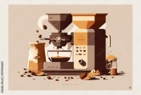 ภาพประกอบสต็อก Coffee illustration. Modern aesthetic espresso machine graphic design concept ... ภาพประกอบสต็อก Coffee illustration. Modern aesthetic espresso machine graphic design concept ...